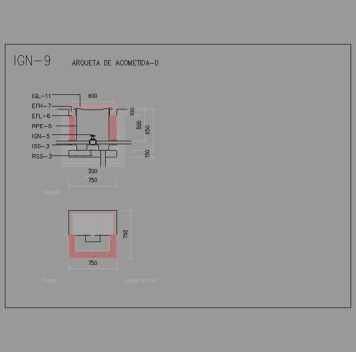 Bloque Autocad Arqueta de acometida